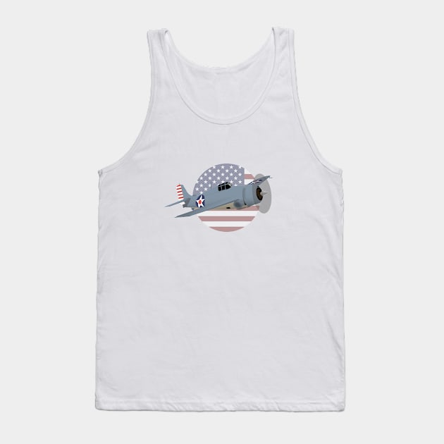 Patriotic WW2 F4F Wildcat Airplane Tank Top by NorseTech